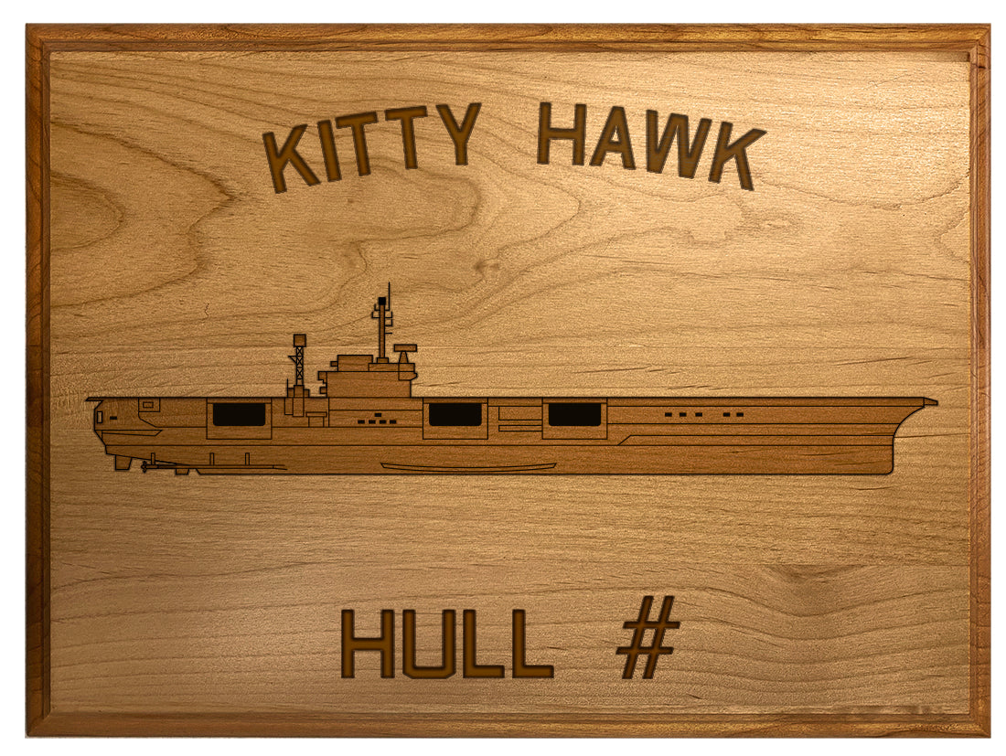 U.S. Navy Custom Ship 3D Laser Engraved Plaque Shadow Boxes, Display Cases, and Presentation Cases np.Kitty.Hawk