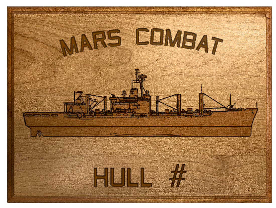 U.S. Navy Custom Ship 3D Laser Engraved Plaque Shadow Boxes, Display Cases, and Presentation Cases np.Mars.Combat.Stores