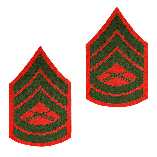 Marine Corps Embroidered Green on Red Enlisted Rank - Female Size Rank MCR-68080