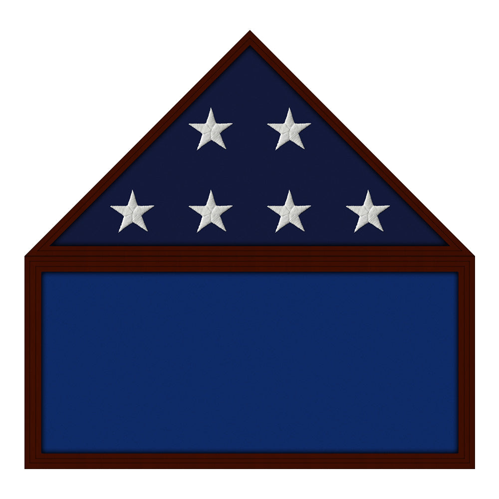 Empty Flag & Memorabilia Shadow Box Display Case with Flag Blue