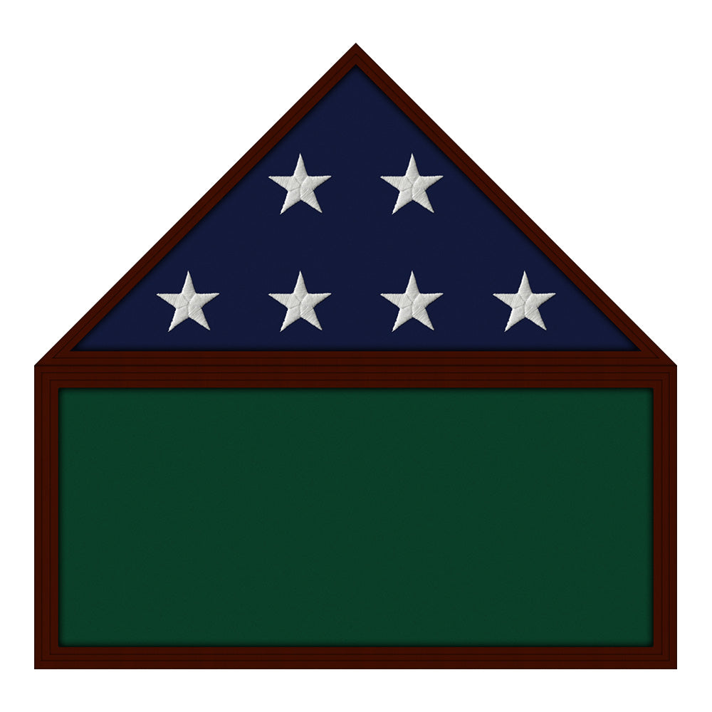 Empty Flag & Memorabilia Shadow Box Display Case with Flag Green