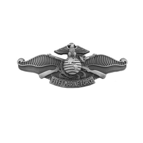Navy Miniature Enlisted Fleet Marine Force Insignia - Silver Oxidized Badges