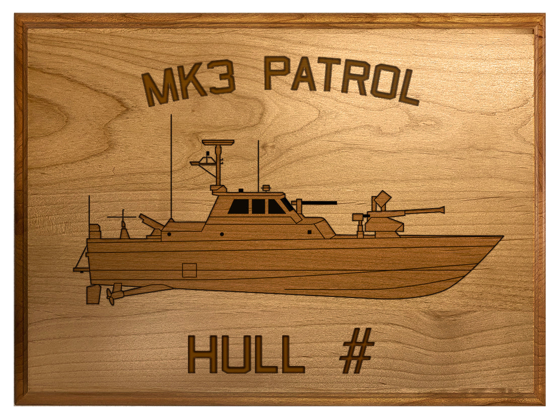 U.S. Navy Custom Ship 3D Laser Engraved Plaque Shadow Boxes, Display Cases, and Presentation Cases np.MK3.Patrol