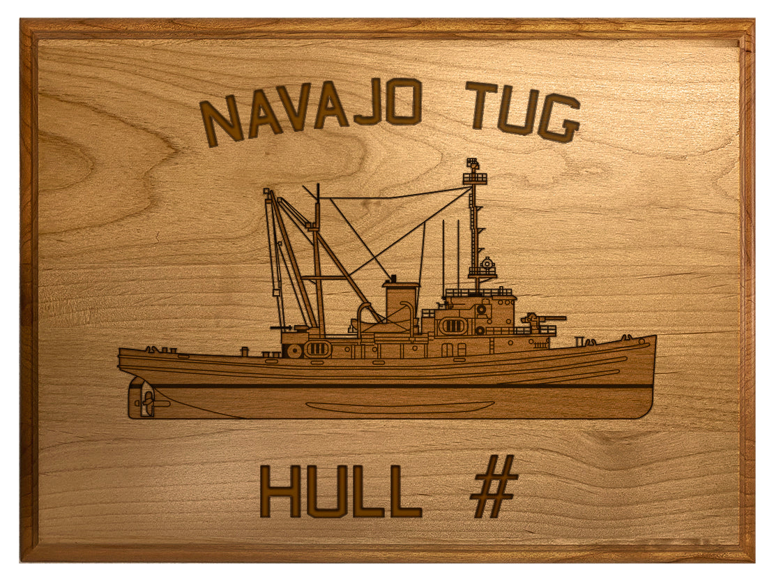 U.S. Navy Custom Ship 3D Laser Engraved Plaque Shadow Boxes, Display Cases, and Presentation Cases np.Navajo.Tug
