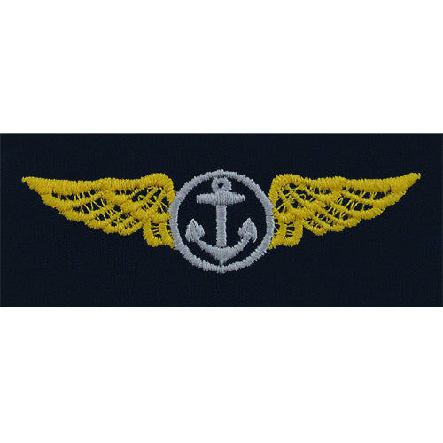 Navy Aviation Observer / Flight Meteorologist Embroidered Coverall Breast Insignia Patches and Service Stripes