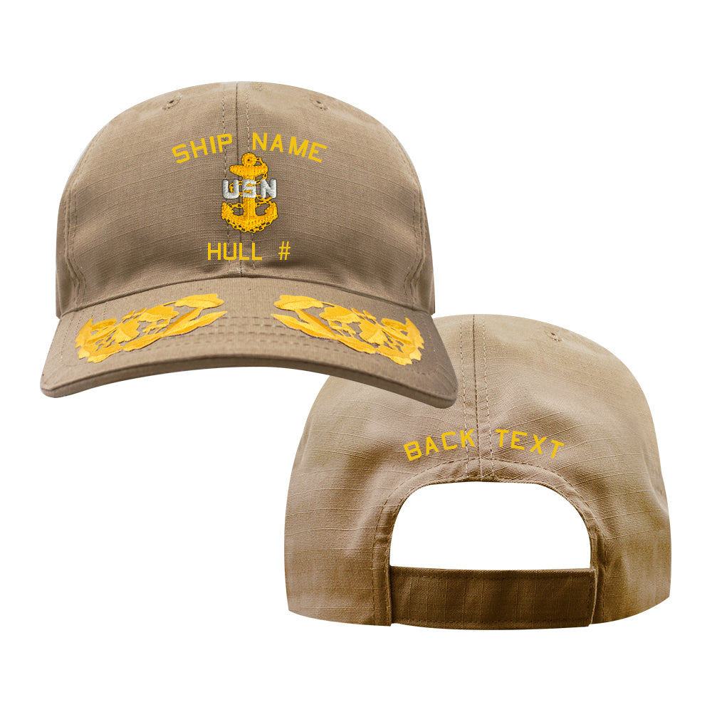 U.S. Navy Custom Ship Cap - Coyote - Admiral Scrambled Eggs -NAVY CHIEF ANCHOR Hats and Caps
