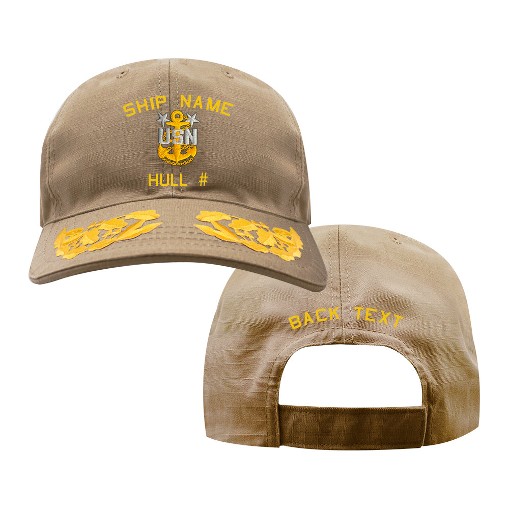 U.S. Navy Custom Ship Cap - Coyote - Admiral Scrambled Eggs -NAVY MASTER ANCHOR Hats and Caps
