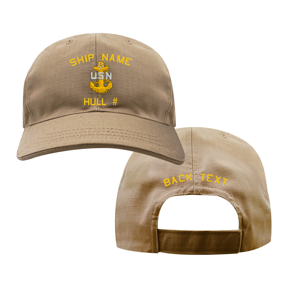 U.S. Navy Custom Ship Cap - Coyote - NAVY SENIOR ANCHOR Hats and Caps