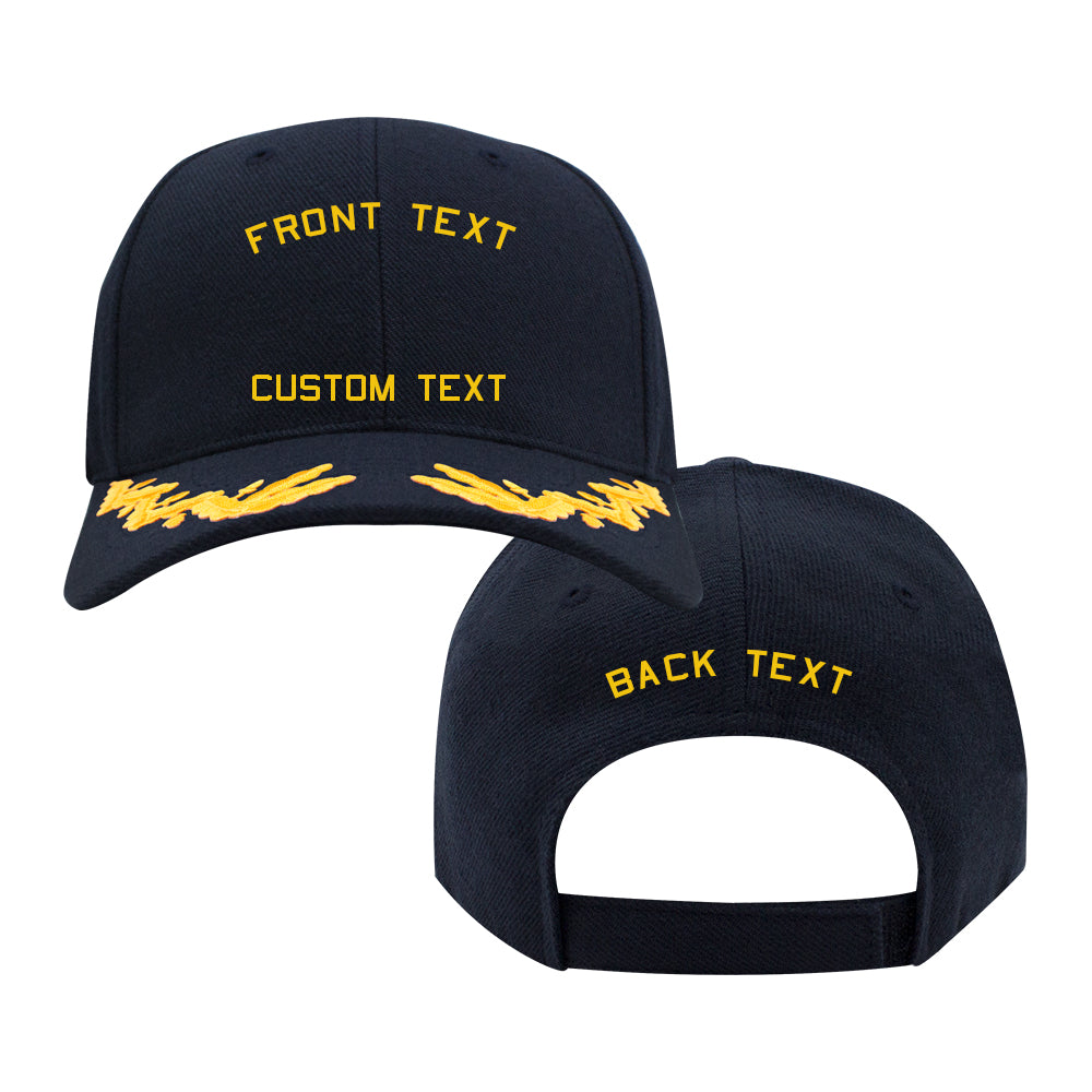 U.S. Navy Custom Ship Cap - Captain Scrambled Eggs - Text Only Hats and Caps