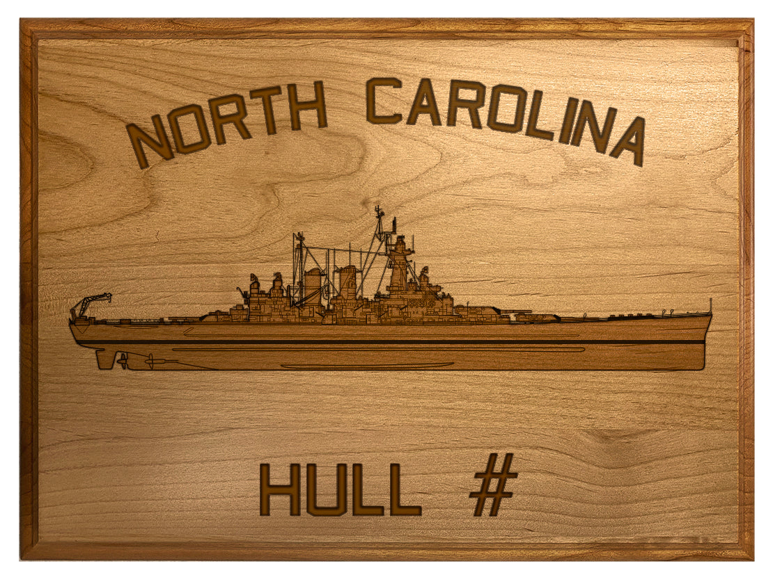U.S. Navy Custom Ship 3D Laser Engraved Plaque Shadow Boxes, Display Cases, and Presentation Cases np.North.Carolina