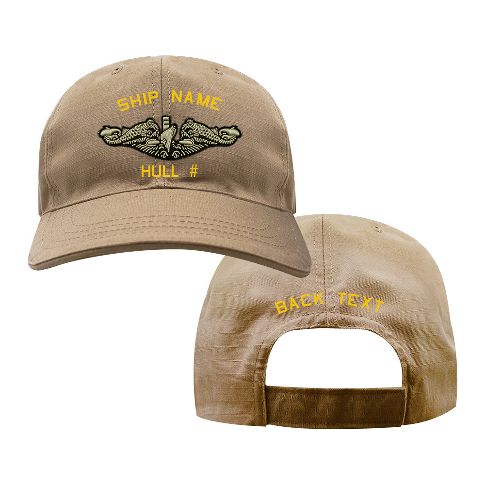 U.S. Navy Custom Ship Cap - Coyote - Navy Officer Submarine Warfare Insignia Hats and Caps