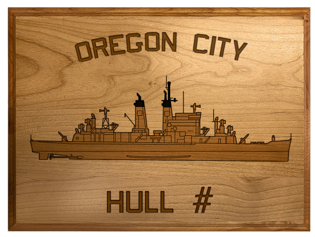 U.S. Navy Custom Ship 3D Laser Engraved Plaque Shadow Boxes, Display Cases, and Presentation Cases np.Oregon.City