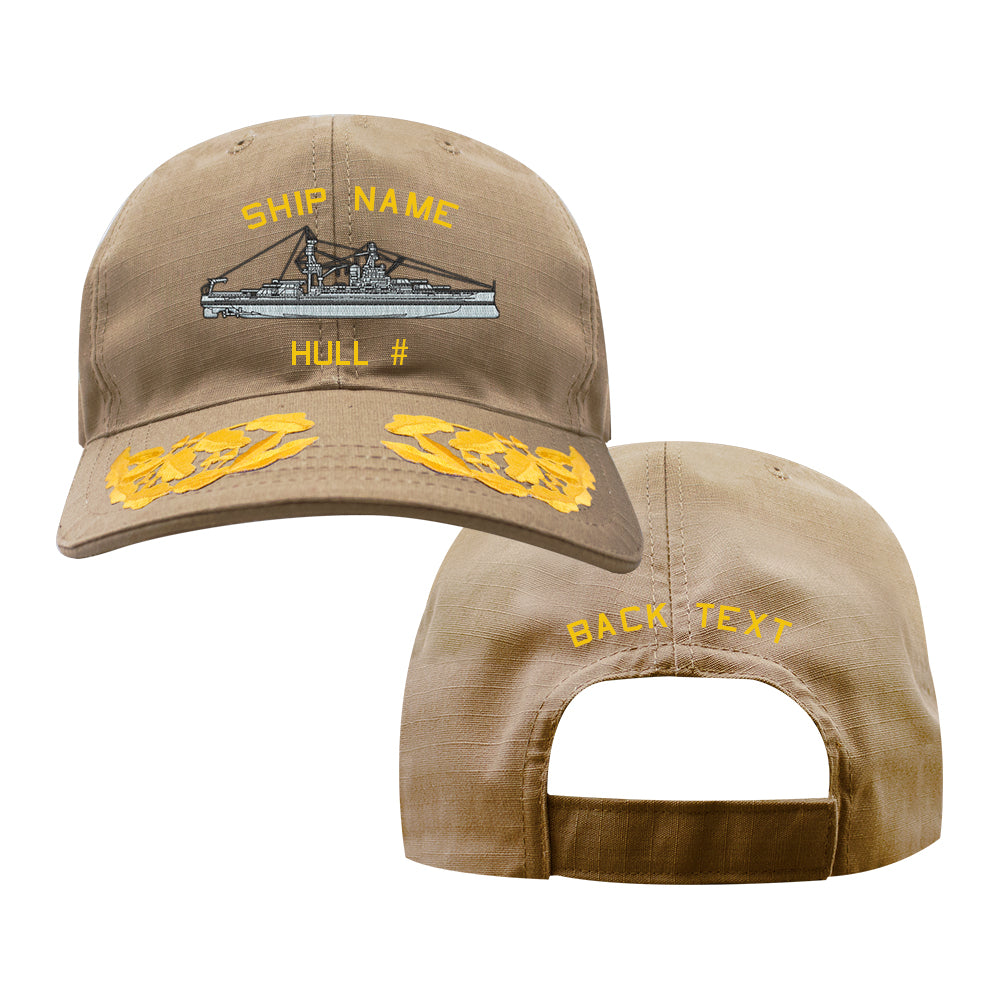 U.S. Navy Custom Ship Cap - Coyote - Admiral Scrambled Eggs - Pennsylvania Class WWII Battleship Hats and Caps