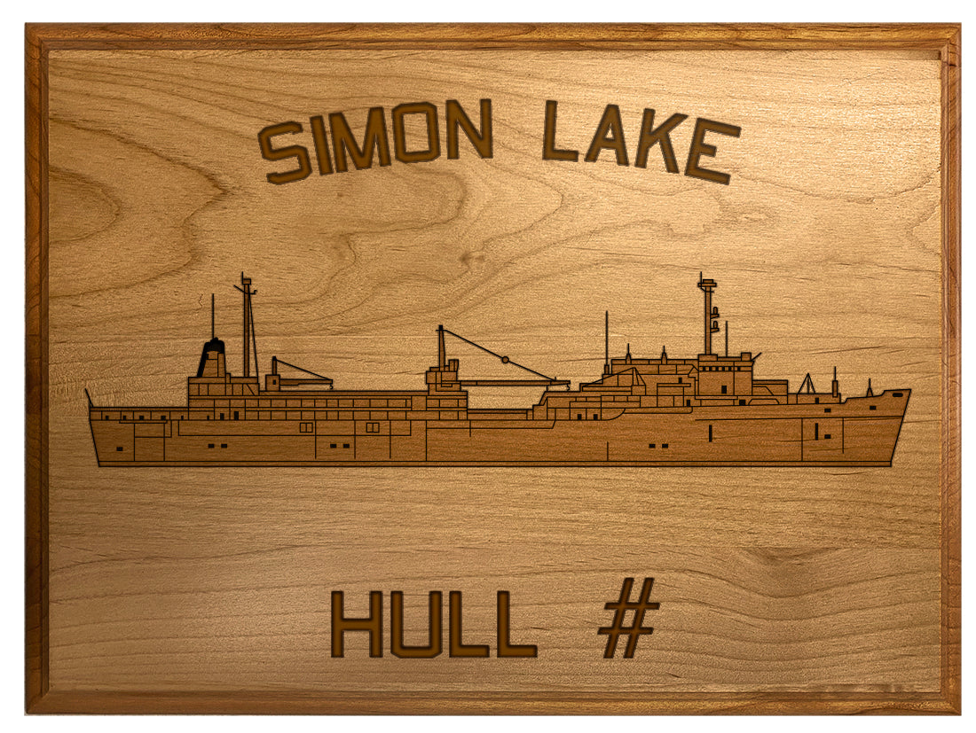 U.S. Navy Custom Ship 3D Laser Engraved Plaque Shadow Boxes, Display Cases, and Presentation Cases np.Simon-Lake