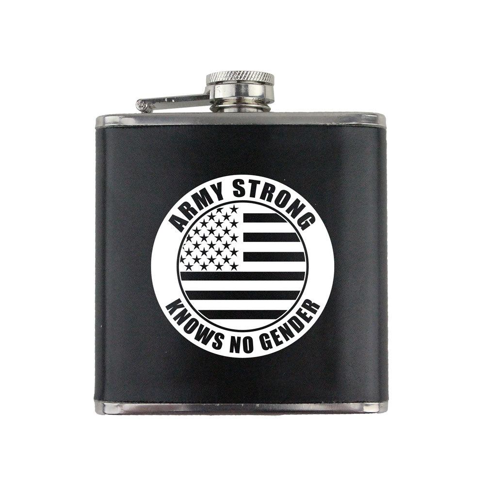 Army Strong Knows No Gender Stamp 6 oz. Flask with Wrap Flasks