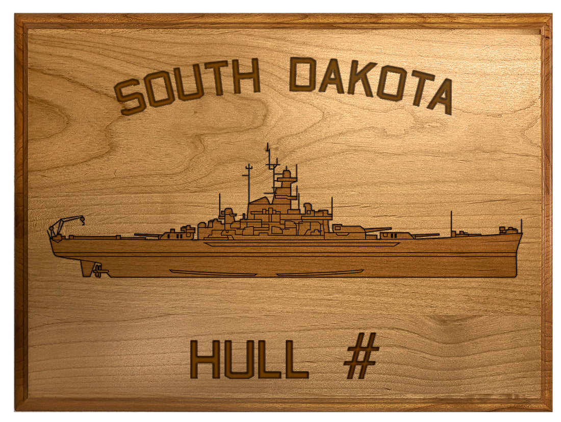 U.S. Navy Custom Ship 3D Laser Engraved Plaque Shadow Boxes, Display Cases, and Presentation Cases np.South.Dakota