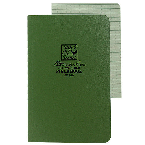 Rite in the Rain All-Weather Green 4 5/8" x 7 1/4" Field Book Field-Flex Field Manuals and Stationery