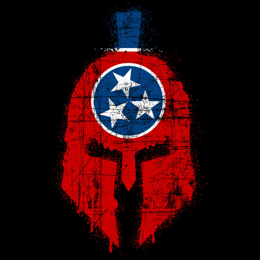 Spartan Helmet Tennessee Flag Distressed T-Shirt Shirts