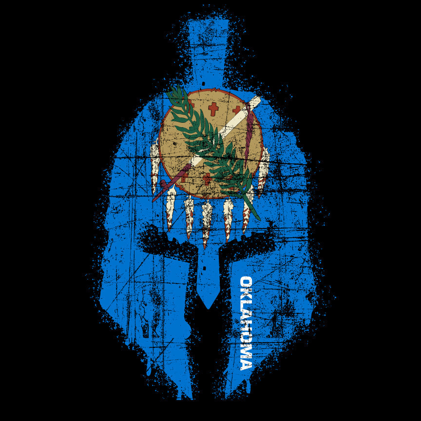 Spartan Helmet Oklahoma Flag Distressed T-Shirt Shirts
