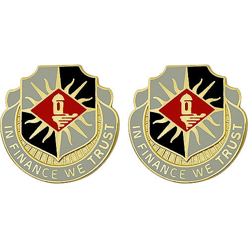 338th Finance Battalion Unit Crest (In Finance We Trust) Army Unit Crests