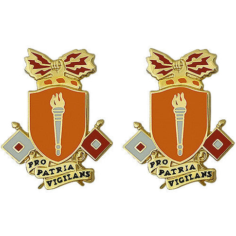 Signal School Unit Crest (Pro Patria Vigilans) - Sold in Pairs