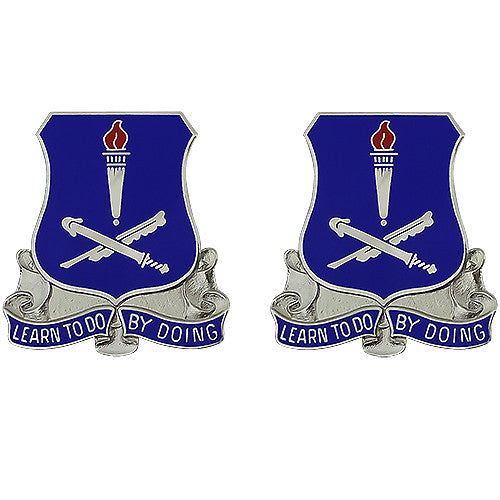 Finance School Unit Crest (Learn To Do By Doing) Army Unit Crests