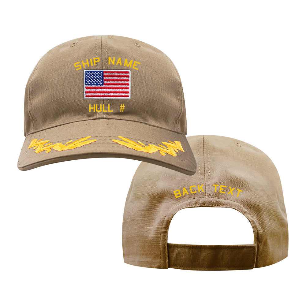 U.S. Navy Custom Ship Cap - Coyote - Captain Scrambled Eggs - US Flag Hats and Caps