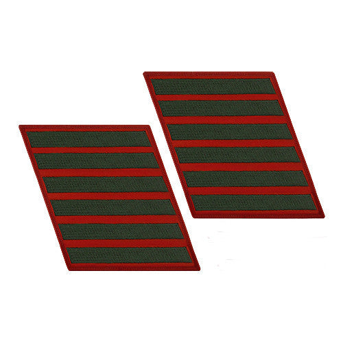 Green-on-Red Service Stripes - Female Size Patches and Service Stripes 69929