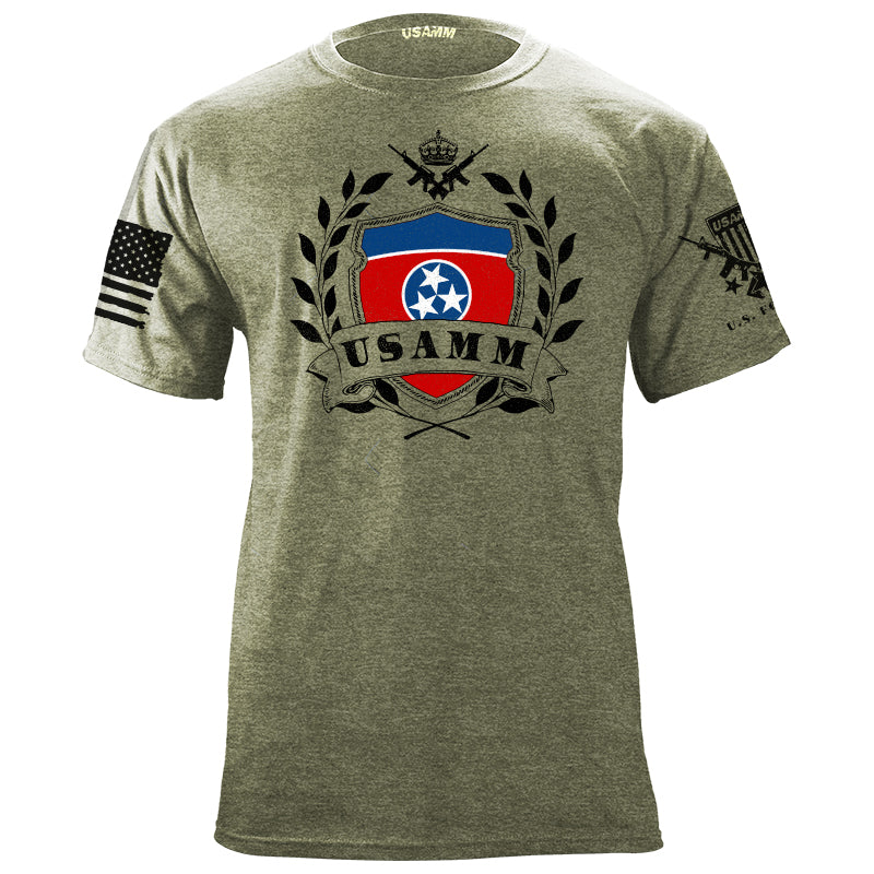 Copy of USAMM Shield Tennessee Flag T-Shirt Shirts YFS.6.010.1.MGT.1