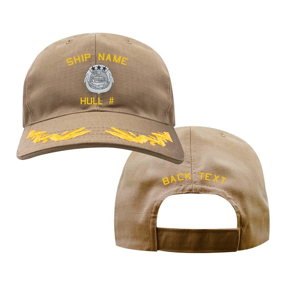 U.S. Navy Custom Ship Cap - Coyote - Captain Scrambled Eggs - US Navy Small Craft Insignia Hats and Caps