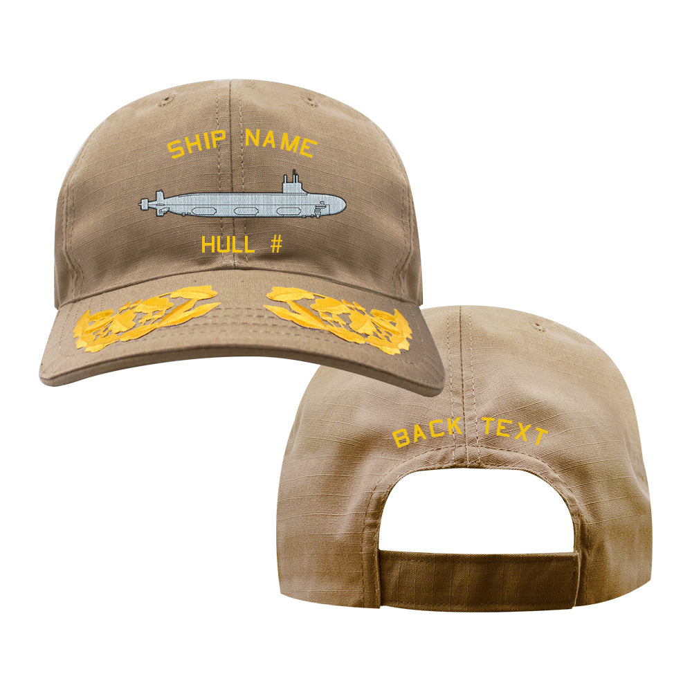 U.S. Navy Custom Ship Cap - Coyote - Admiral Scrambled Eggs -Virginia Class Attack Submarine Hats and Caps