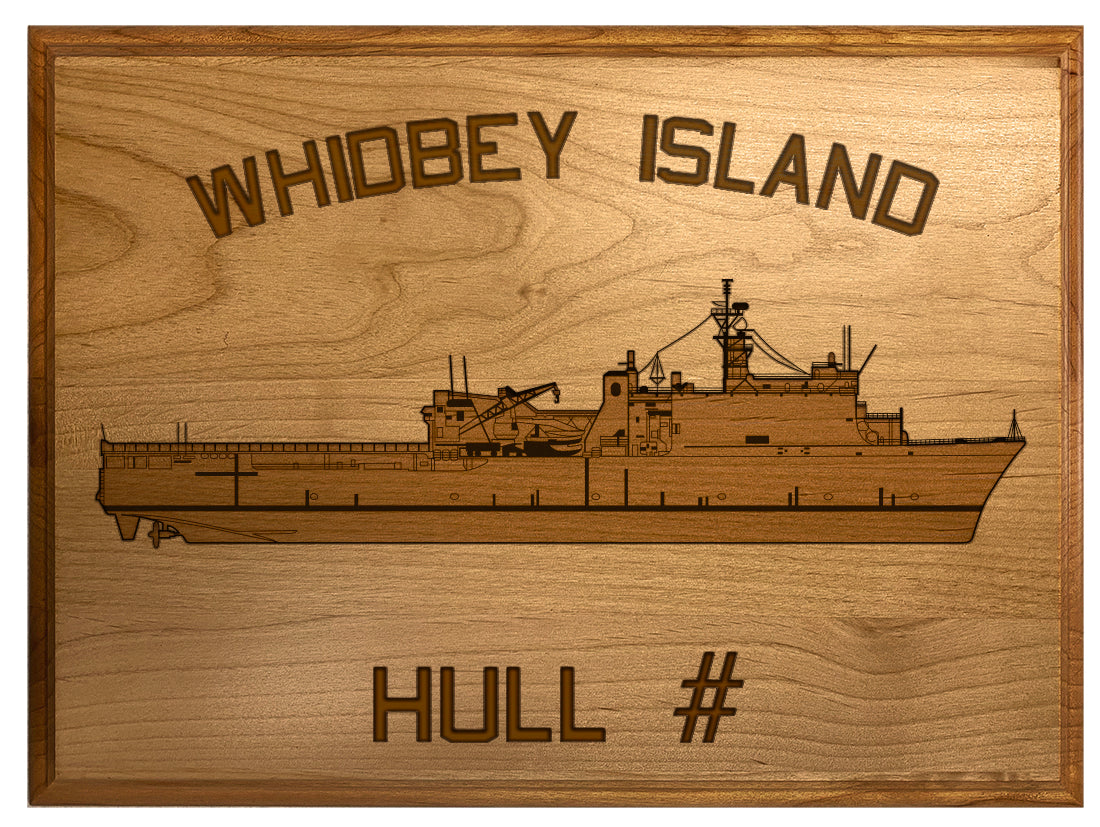 U.S. Navy Custom Ship 3D Laser Engraved Plaque Shadow Boxes, Display Cases, and Presentation Cases np.Whidbey.Island