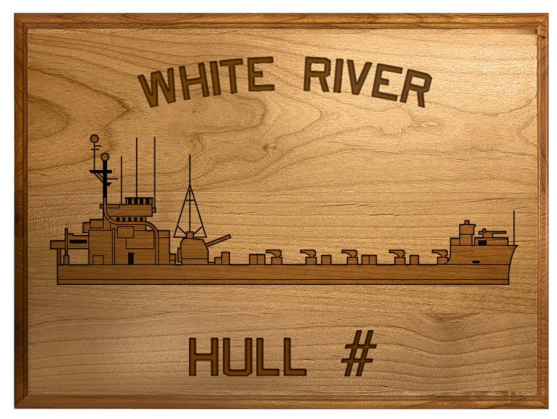 U.S. Navy Custom Ship 3D Laser Engraved Plaque Shadow Boxes, Display Cases, and Presentation Cases np.White.River