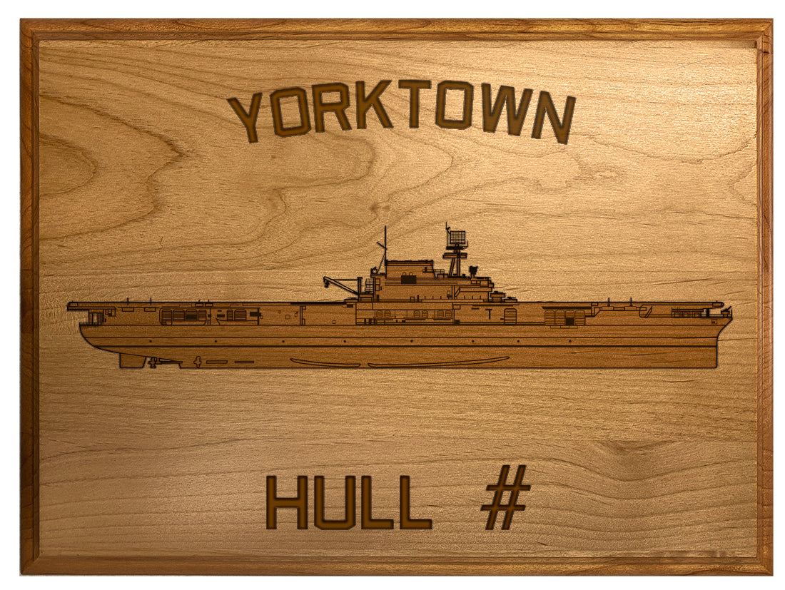 U.S. Navy Custom Ship 3D Laser Engraved Plaque Shadow Boxes, Display Cases, and Presentation Cases np.Yorktown