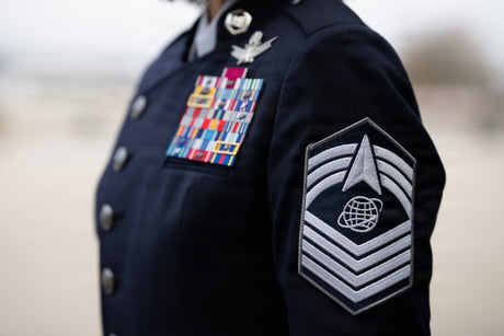 A senior NCO wears the new Space Force service uniform.