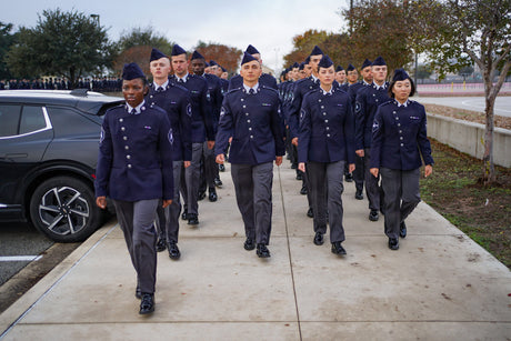 Guardians march in formation.