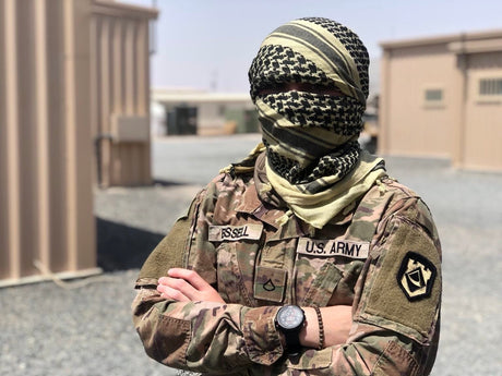 This soldier learned how to tie a shemagh.