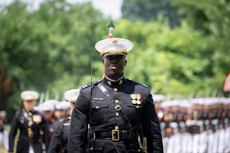 A Marine officer wears a full sized National Defense Service Medal.
