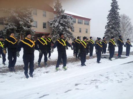 Soldiers wearing the new Army PT uniforms conduct training.