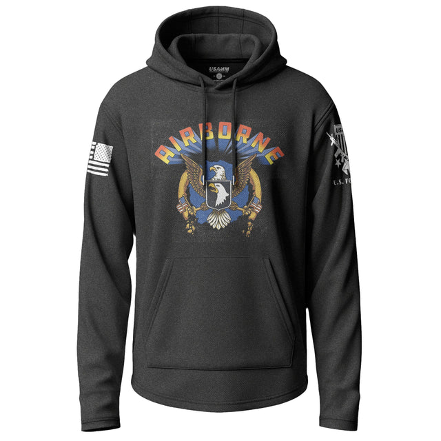 101st Airborne Eagle and Flags Lightweight Hoodie Lightweight Hoodie 90141-S-BK-THIN