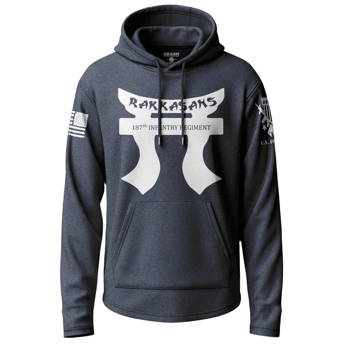 187th Infantry Regiment Rakkasans Skull-2 Lightweight Hoodie Lightweight Hoodie 90153-S-NAVY-THIN