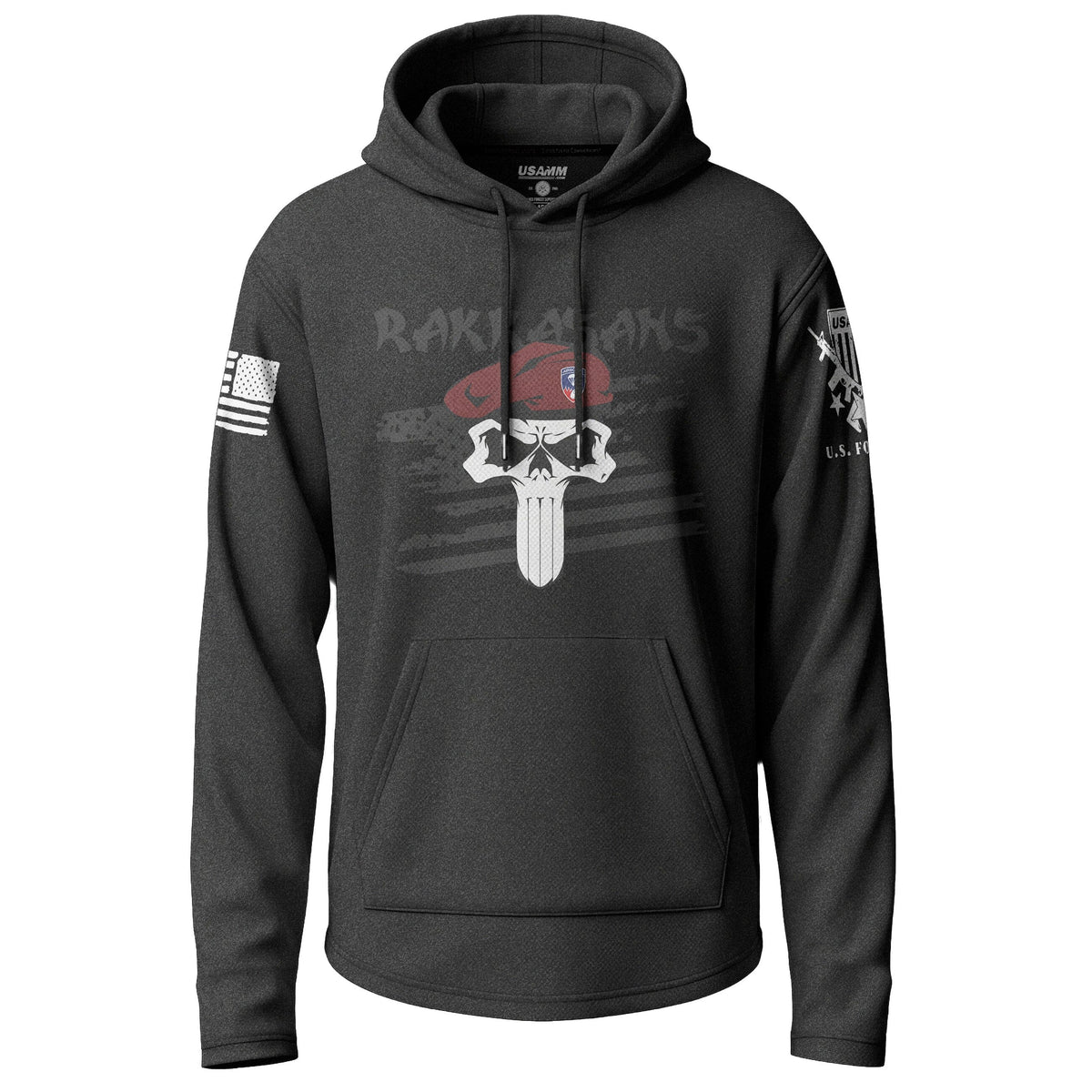 187th Infantry Regiment Rakkasans Skull Lightweight Hoodie Lightweight Hoodie 90154-S-BK-THIN