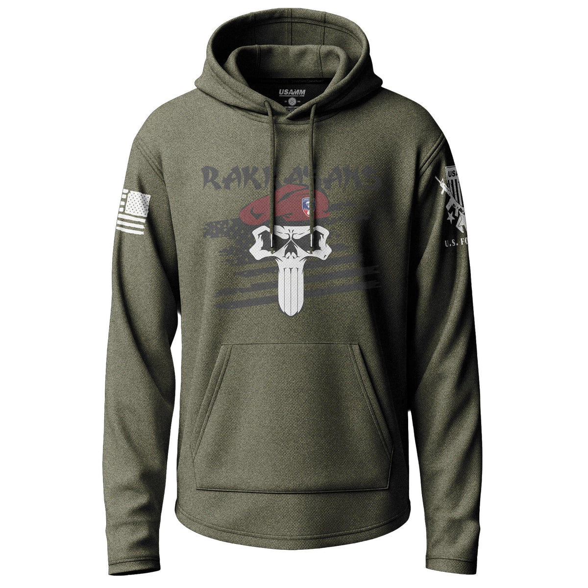 187th Infantry Regiment Rakkasans Skull Lightweight Hoodie Lightweight Hoodie 90154-S-MG-THIN