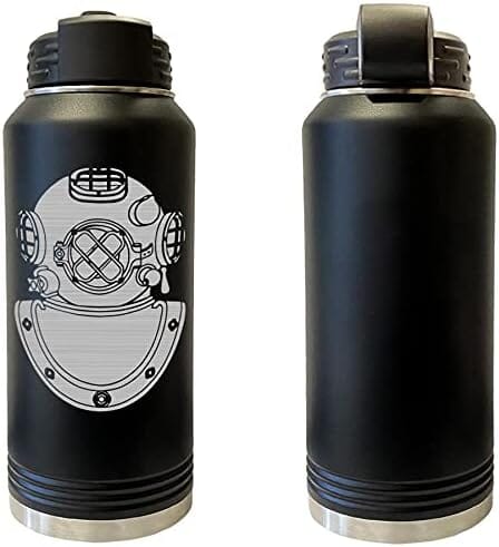 Laser Engraved Vacuum Sealed Water Bottles 32oz - Navy Badges Water Bottles 