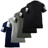 USAMM 5-Pack Blank T-Shirts in Black Navy Green and Grey with Flag Sleeve Detail