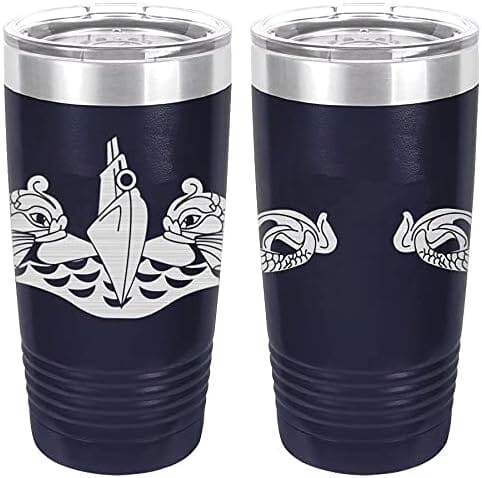 Navy Submarine Warfare Badge Laser Engraved 20oz Tumbler Mugs LET.0059.N