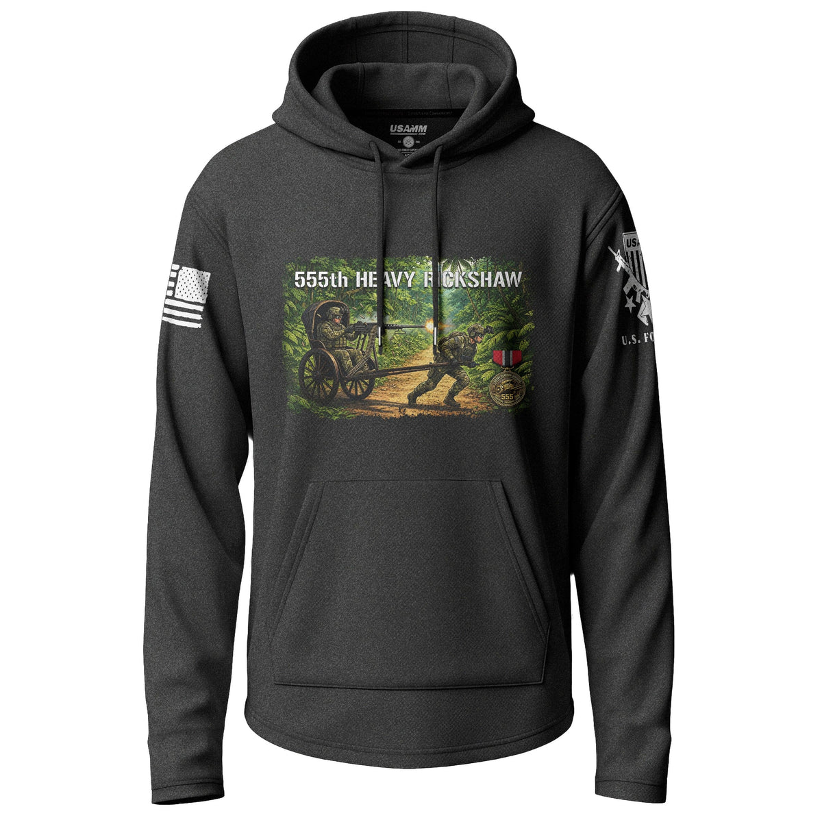 555th Heavy Rickshaw Lightweight Hoodie Lightweight Hoodie 90015-S-BK-THIN