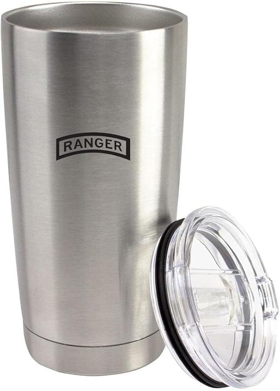 Army Ranger Tab Subdued Badge 20 oz Vacuum Sealed 18/8 Stainless Steel Tumbler Mugs 