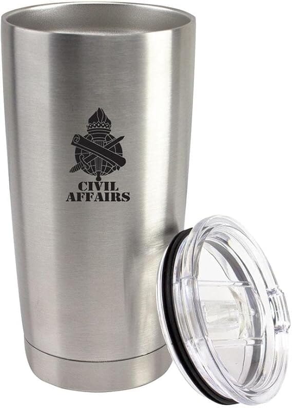 Army Civil Affairs Branch Insignia Subdued 20 oz Vacuum Sealed 18/8 Stainless Steel Tumbler Mugs 