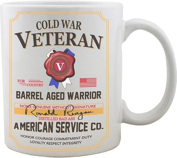 Cold War Veteran Whiskey Label Coffee Mug (11oz, White) Mugs 